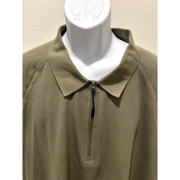 Bass Outdoor Men's Hiker Polo Deep Lichen Green Size XXL 2XL Zipper Zip New B98 - Picture 2 of 9